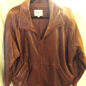 Men's Water Collection Large Leather Jacket Brown